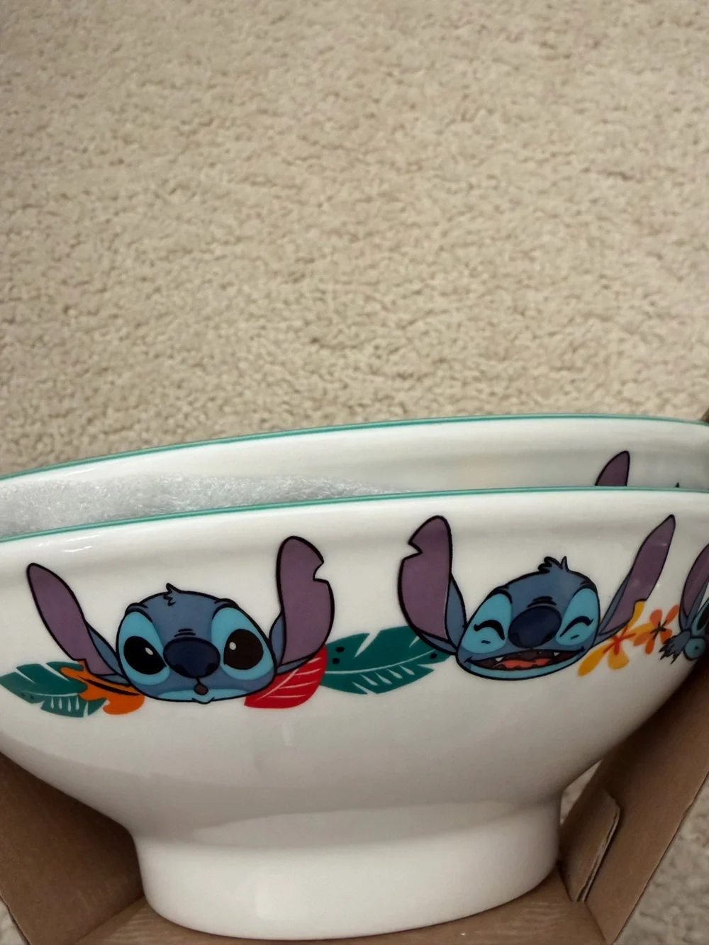 Disney Stitch 2 Ceramic Bowls Set with chopsticks.